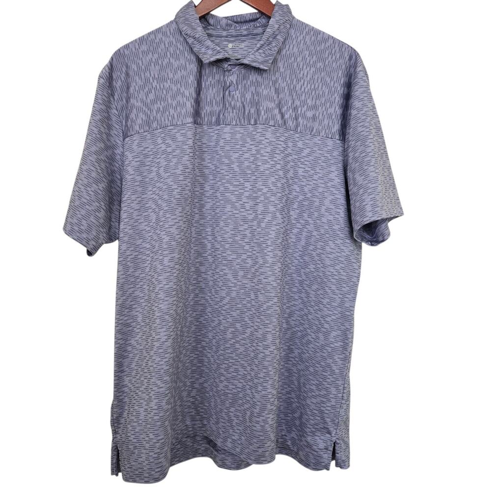 ZELLA Polo Shirt Mens Purple Lavender Striped Size XL Athleisure Golf Stretch